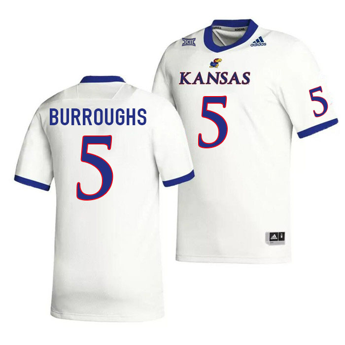 Men #5 O.J. Burroughs Kansas Jayhawks College Football Jerseys Stitched Sale-White - Click Image to Close